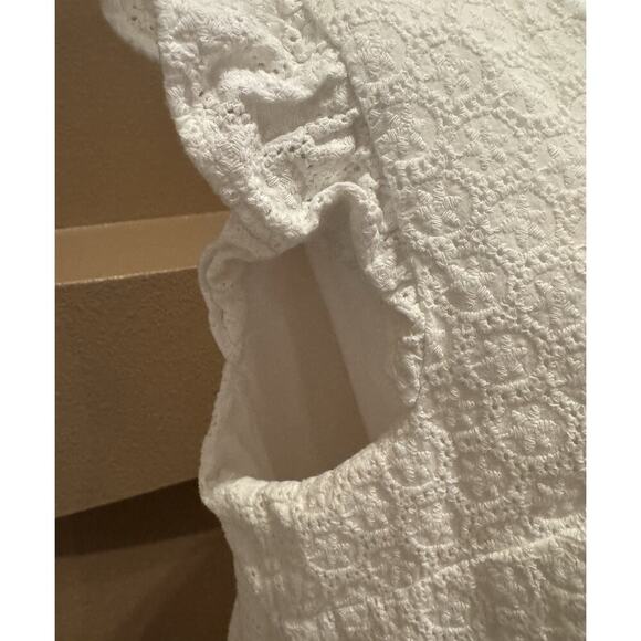 Joie White Eyelet Flutter Sleeve Mini Dress Size XL - Picture 3 of 7